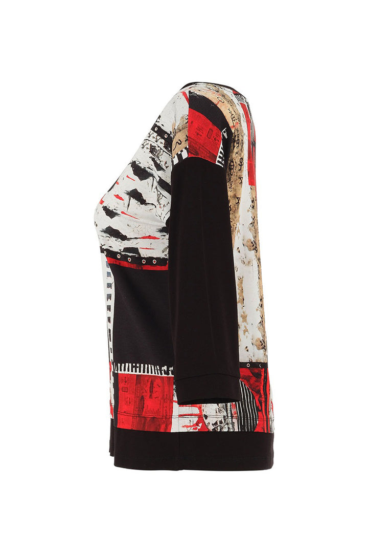 Dolcezza 75642 Red Black Beige Carol-Staub-Bookworn Print Top