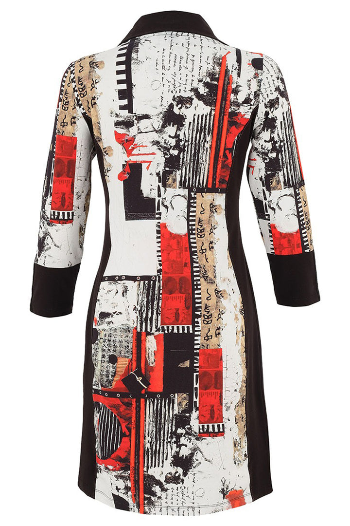 Dolcezza 75644 Black Red Beige Carol Staub Bookworn Print Dress