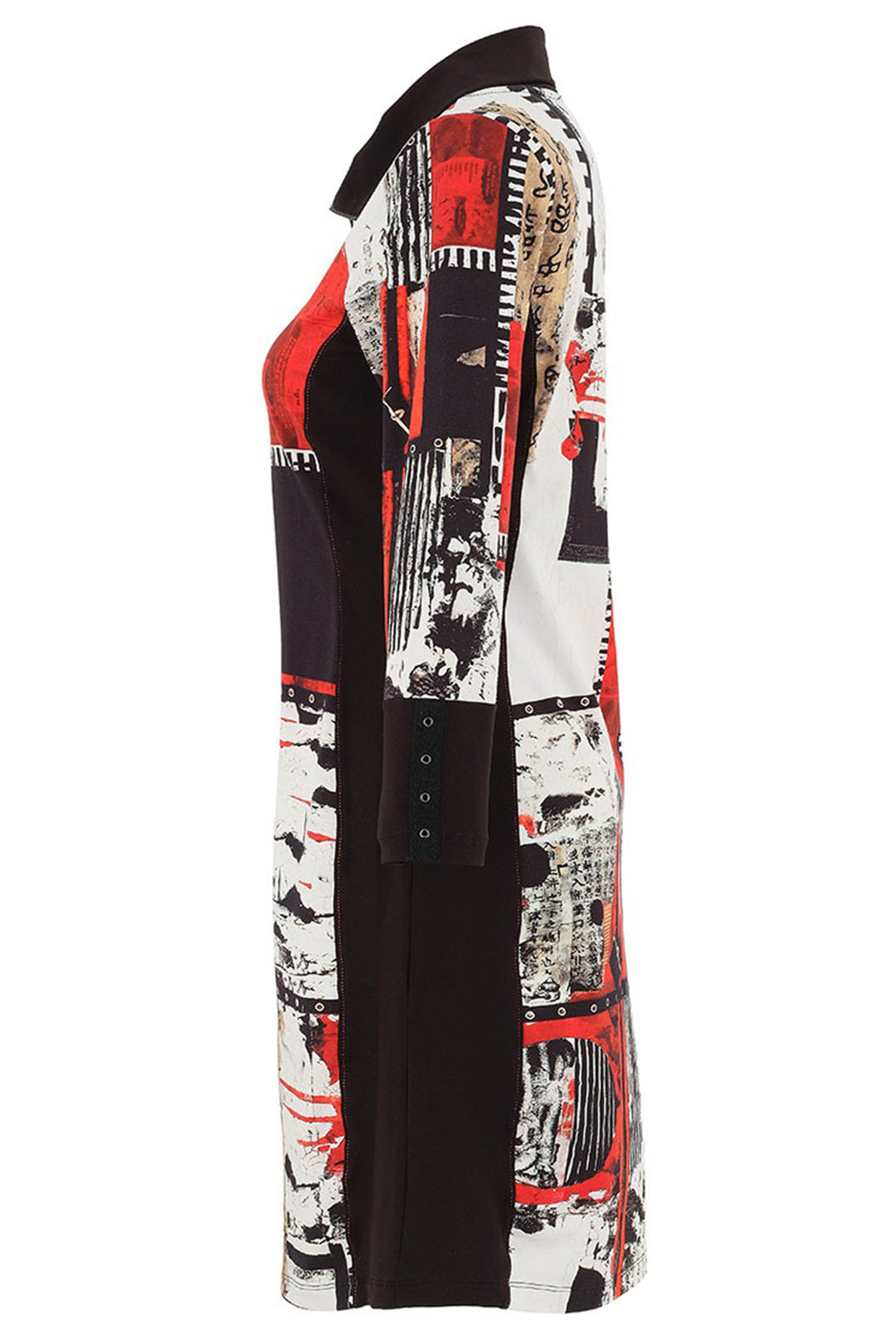 Dolcezza 75644 Black Red Beige Carol Staub Bookworn Print Dress