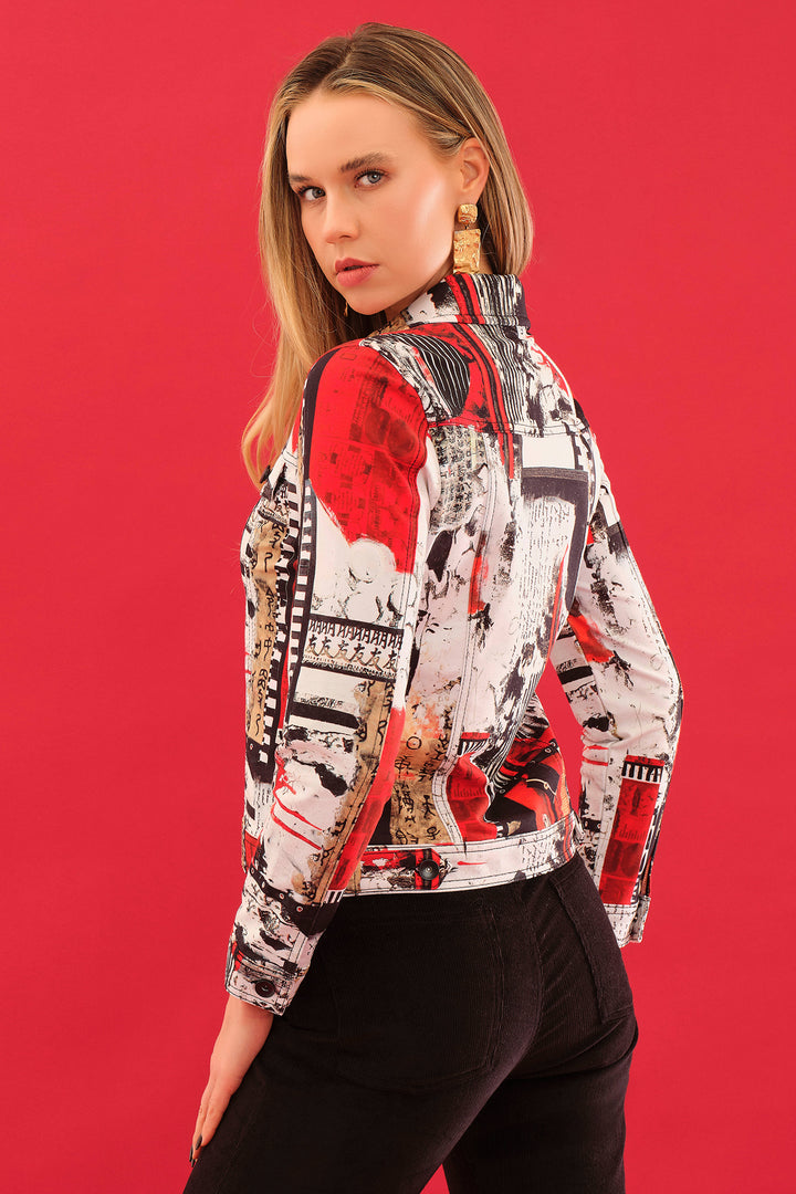 Dolcezza 75647 Black Red Beige Carol Staub Bookworn Print Jacket