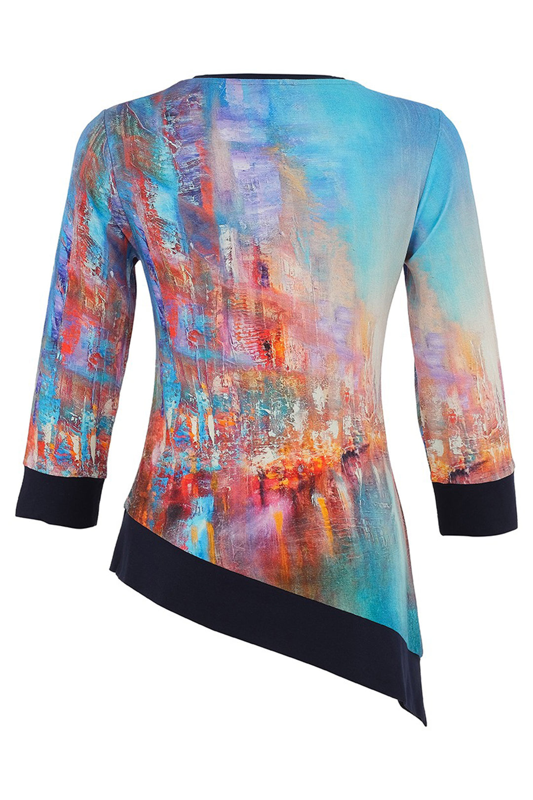 Dolcezza 75712 The Blue City Print Asymmetric Hem Top