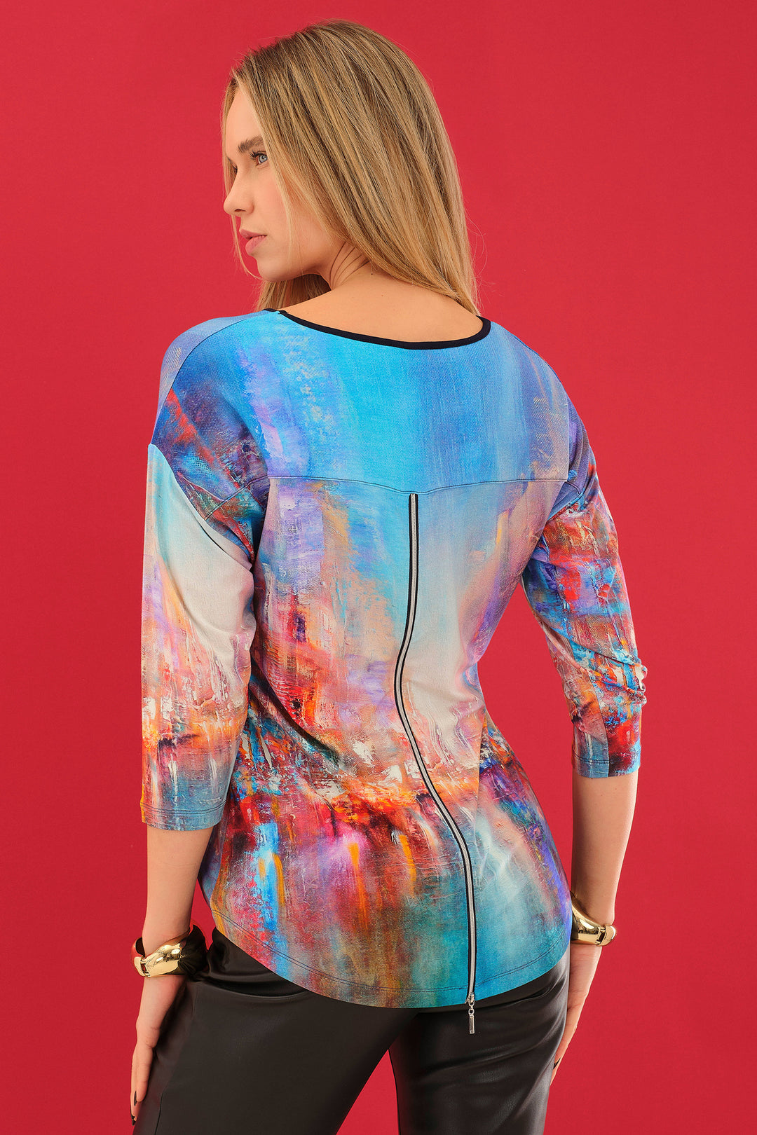 Dolcezza 75713 The Blue City Print Zip Back Top