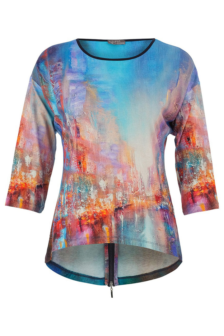 Dolcezza 75713 The Blue City Print Zip Back Top