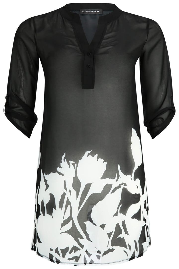 Doris Streich 237182 91 Black White Floral Print Tunic - Rouge Boutique