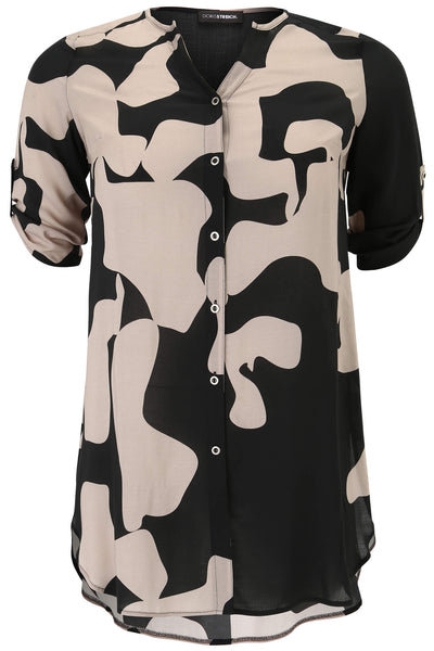 Doris Streich 260418 Black & Tan Print Shirt - Rouge Boutique