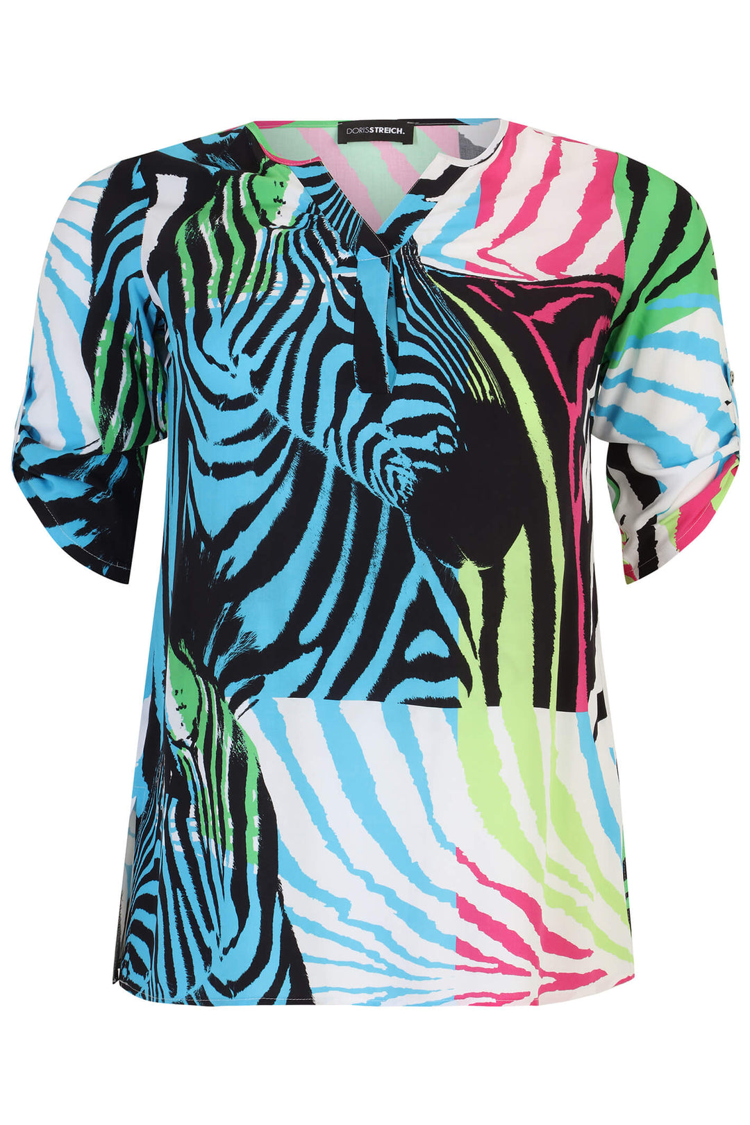 Doris Streich 268 228 Multicolour Zebra Print Shirt Sleeve Top - Rouge Boutique