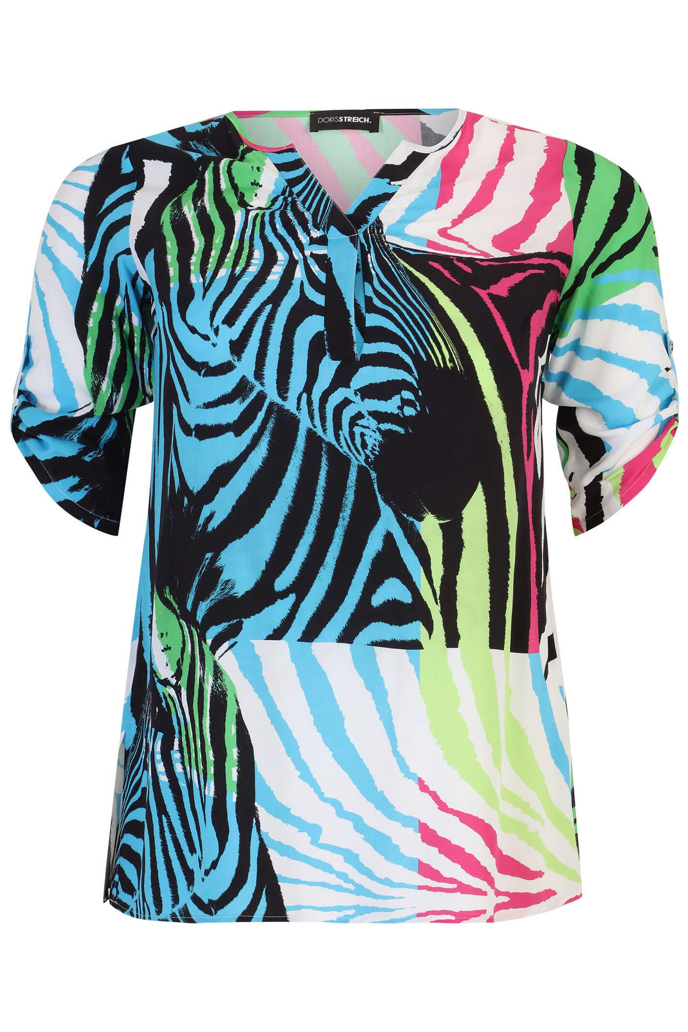 Doris Streich 268 228 Multicolour Zebra Print Shirt Sleeve Top - Rouge Boutique