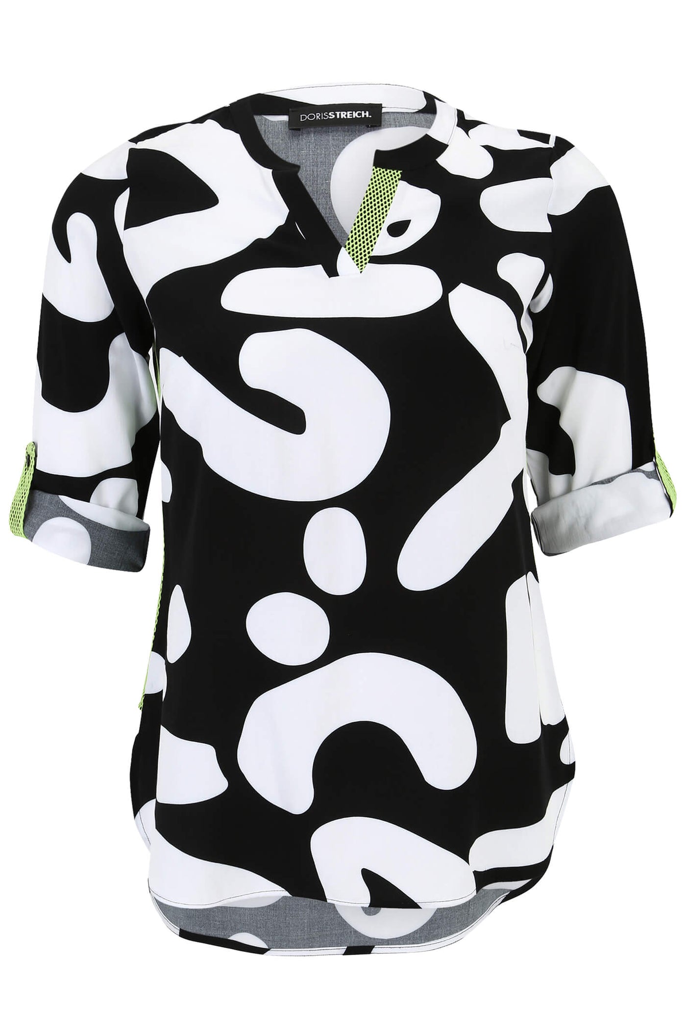 Doris Streich 279 108 Black & White Print V-Neck Top - Rouge Boutique