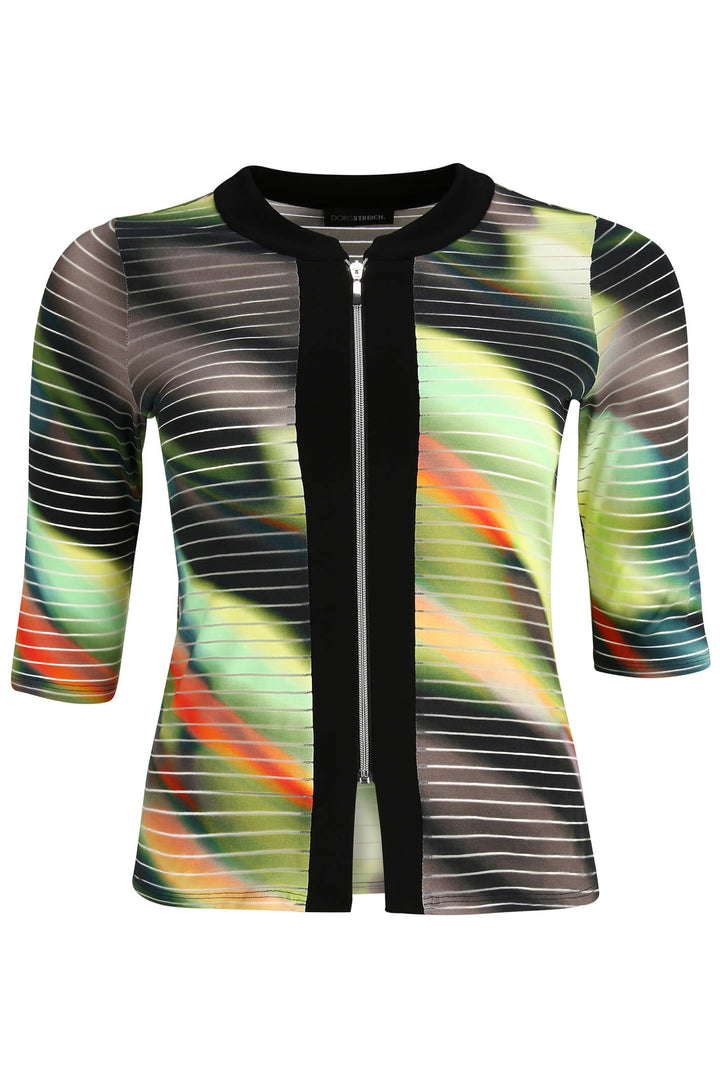 Doris Streich 396 674 Green Print Zip Front Jacket - Rouge Boutique