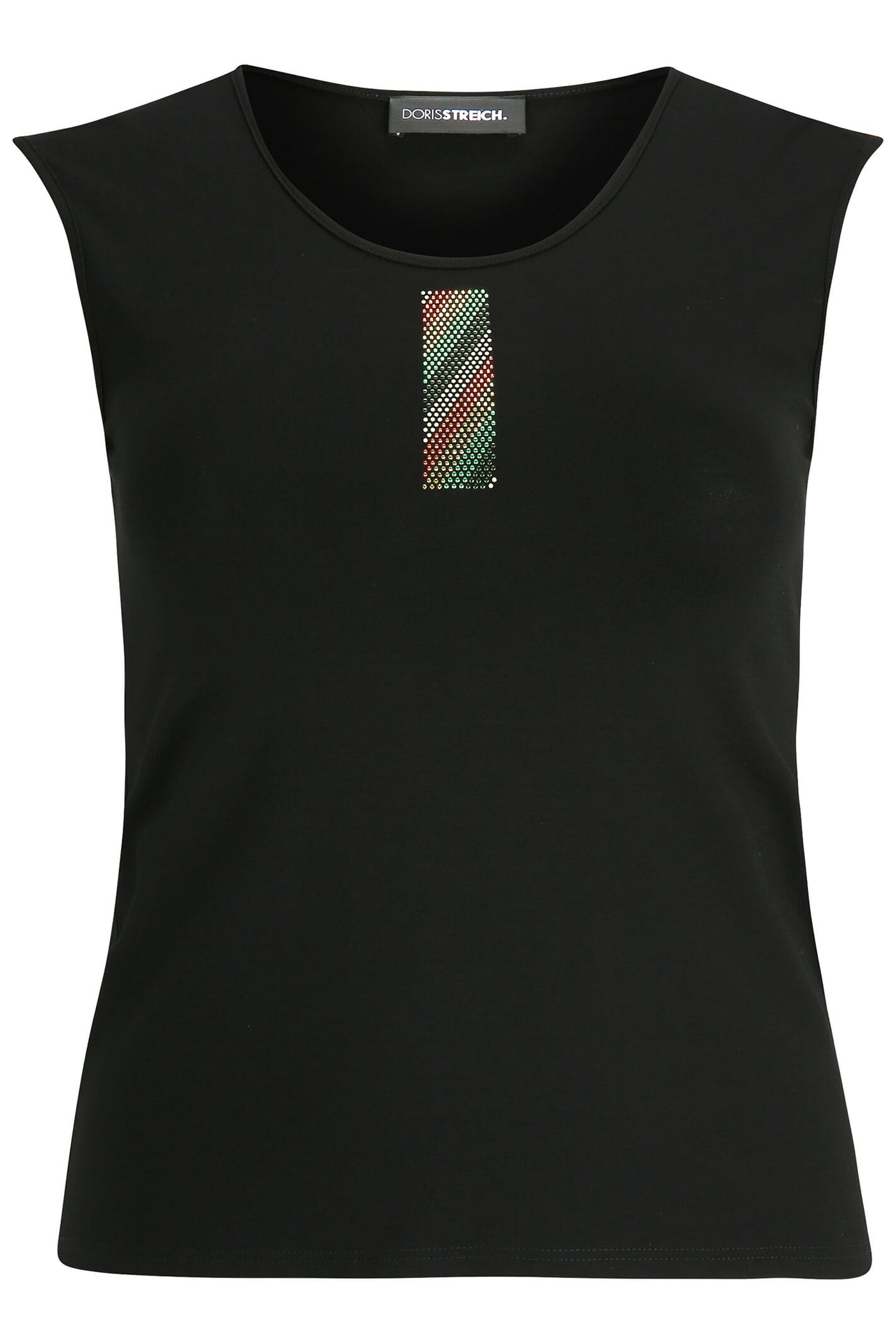 Doris Streich 596 270 Rainbow Sparkle Black Sleeveless T-Shirt - Rouge Boutique
