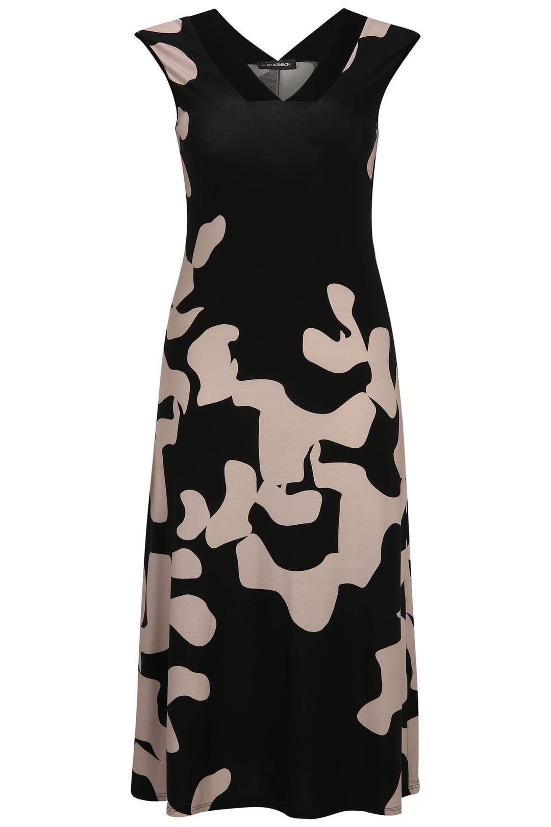Doris Streich 643 416 Black & Beige Print Cap Sleeve Dress - Rouge Boutique
