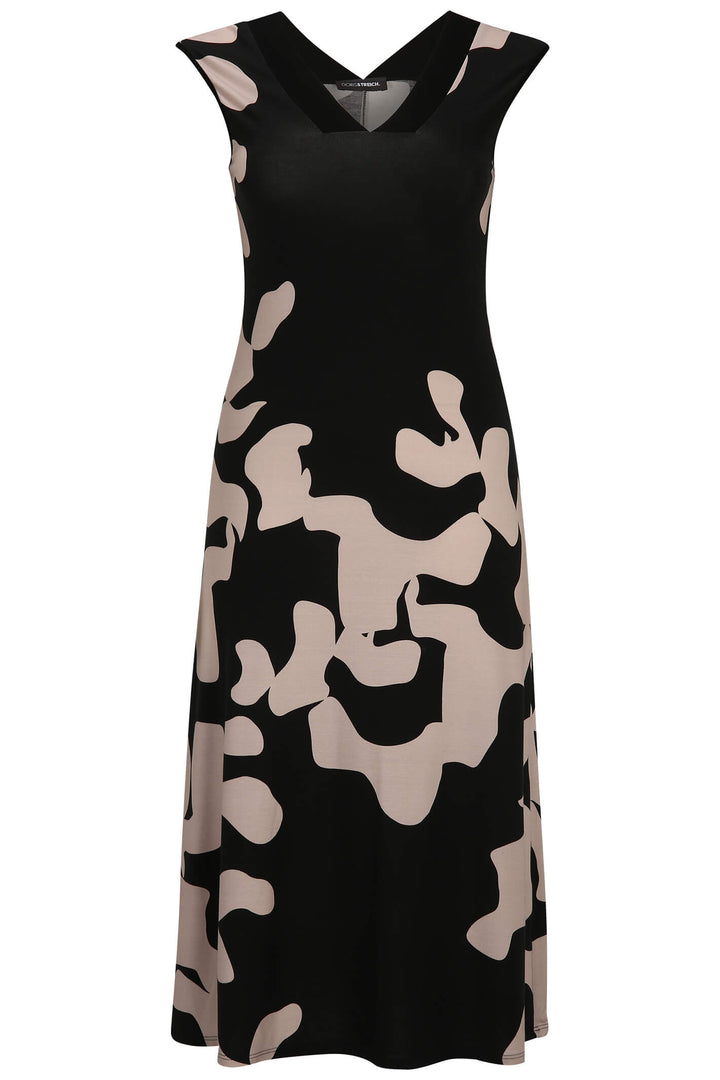 Doris Streich 643 416 Black & Beige Print Cap Sleeve Dress - Rouge Boutique