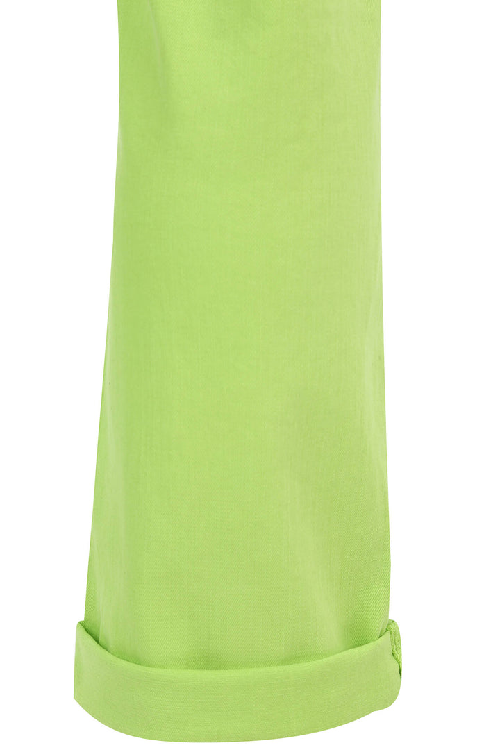 Doris Streich 807 196 Lime Green Pull-On Turn Up Trousers - Rouge Boutique