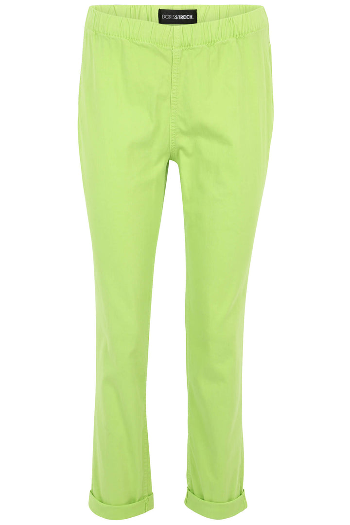 Doris Streich 807 196 Lime Green Pull-On Turn Up Trousers - Rouge Boutique