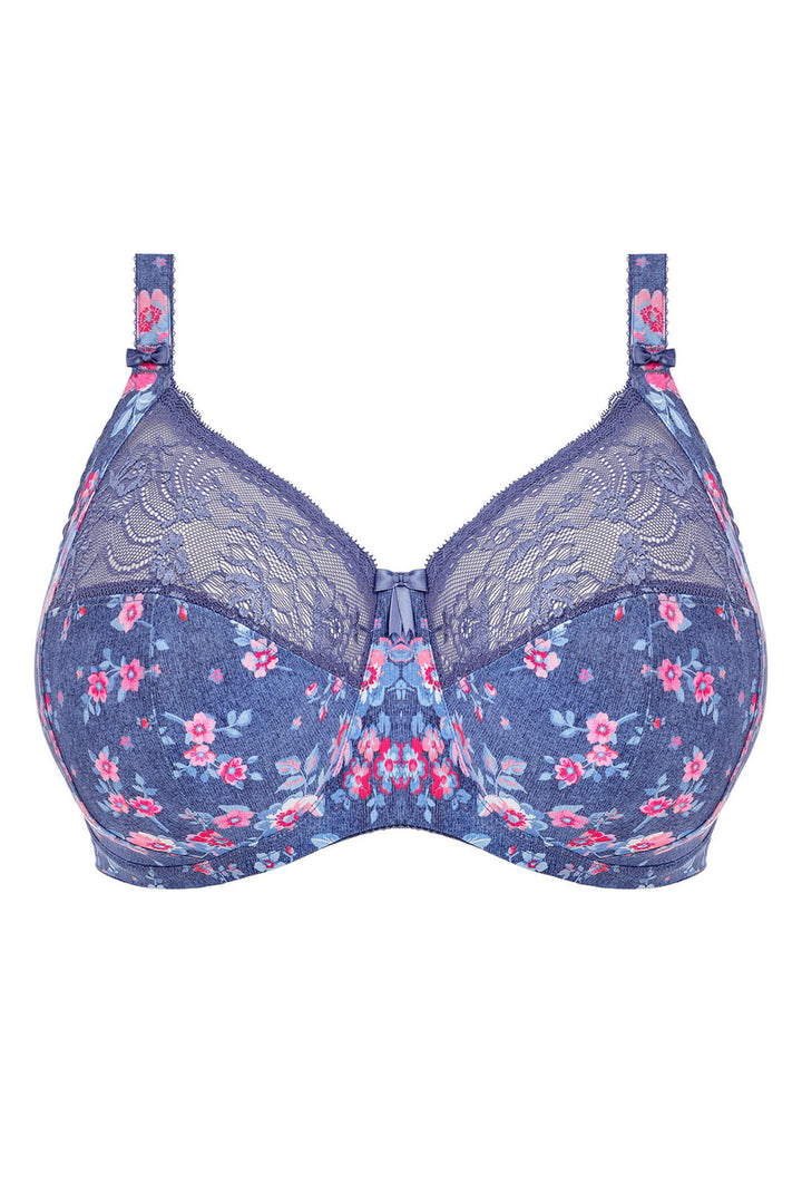 Elomi EL4110DEL Morgan Blue Denim Floral Stretch Banded Full Cup Bra - Rouge Boutique Inverness