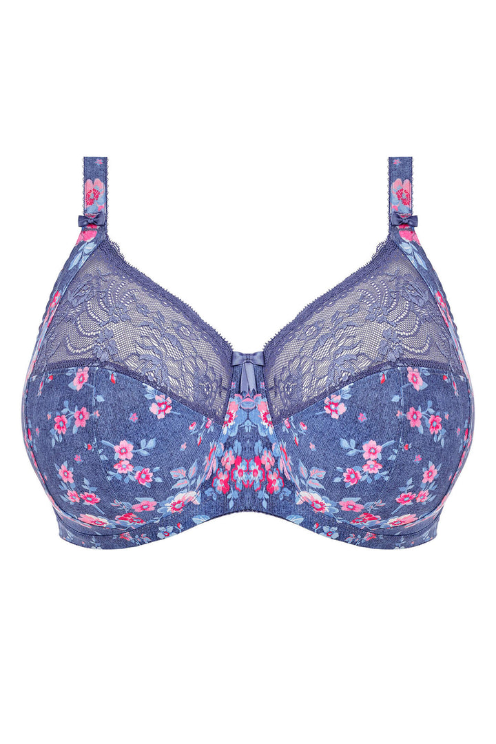 Elomi EL4110DEL Morgan Blue Denim Floral Stretch Banded Full Cup Bra - Rouge Boutique Inverness