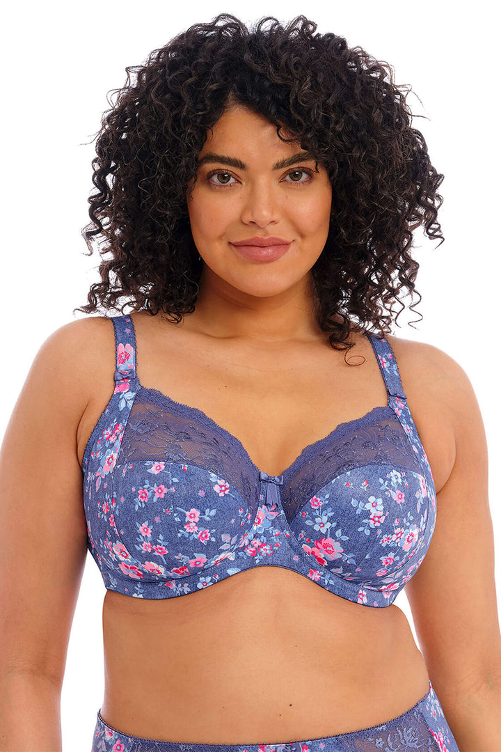 Elomi EL4110DEL Morgan Blue Denim Floral Stretch Banded Full Cup Bra - Rouge Boutique Inverness