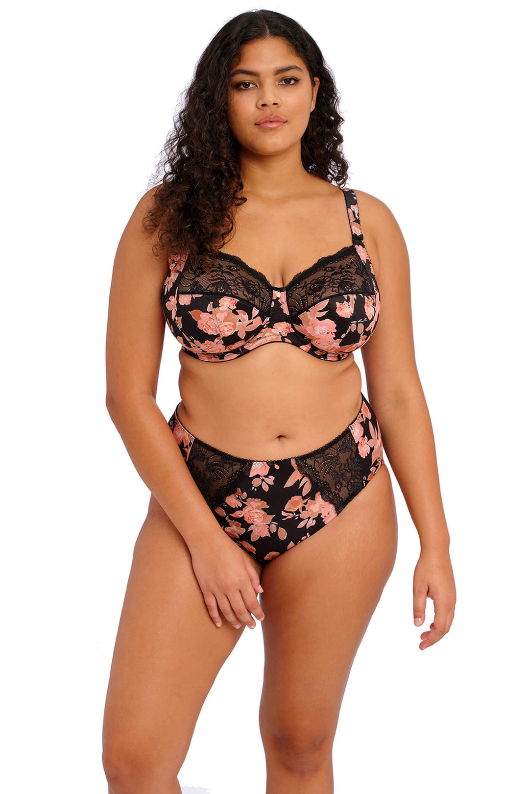 Elomi EL4110WCR Morgan Black Watercolour Stretch Banded Underwired Full Cup Bra - Rouge Boutique Inverness