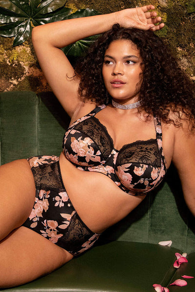 Elomi EL4110WCR Morgan Black Watercolour Stretch Banded Underwired Full Cup Bra - Rouge Boutique Inverness