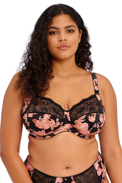 Elomi EL4110WCR Morgan Black Watercolour Stretch Banded Underwired Full Cup Bra - Rouge Boutique Inverness