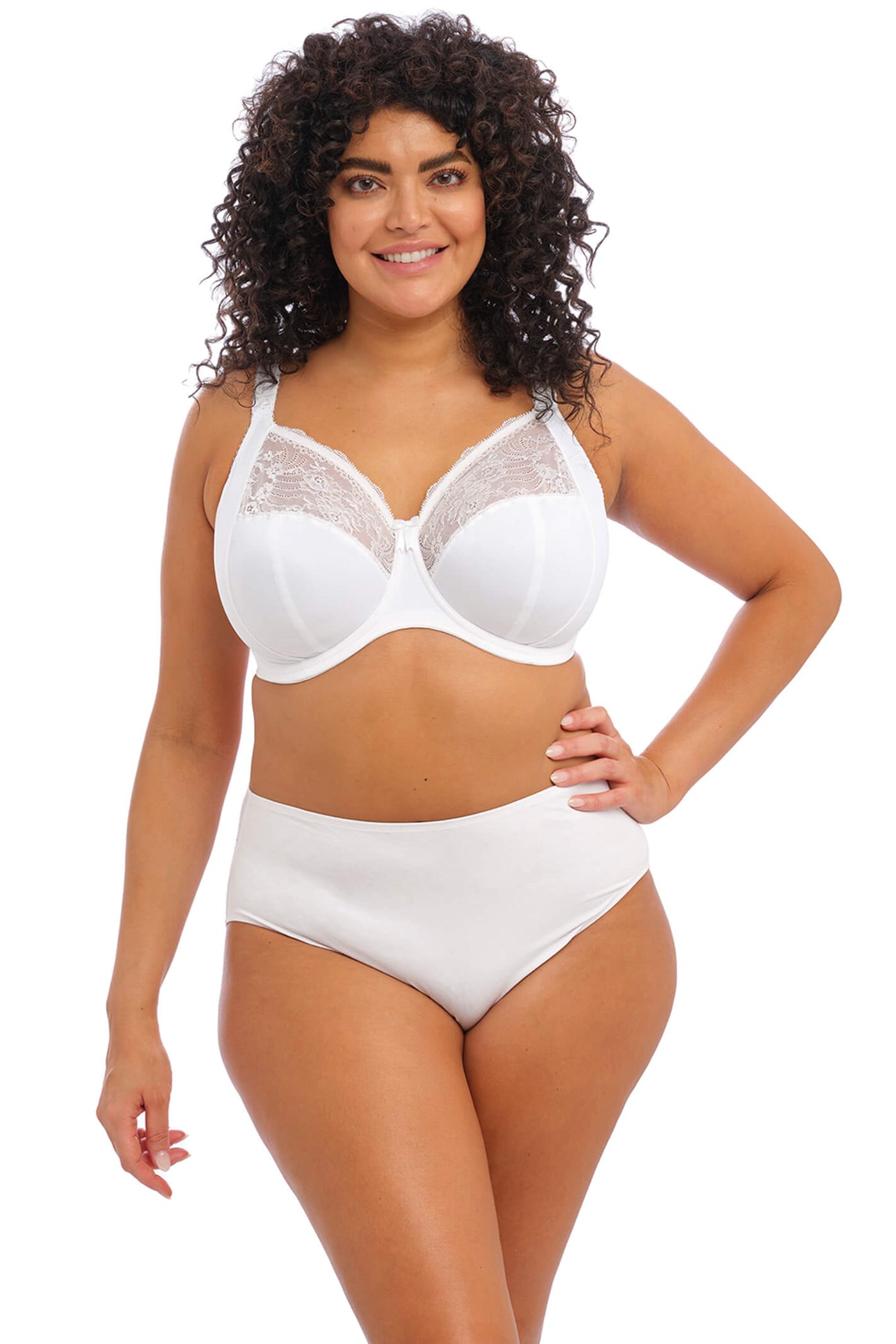 Elomi Morgan Stretch Lace Banded Underwire Bra (4111),40G,White 