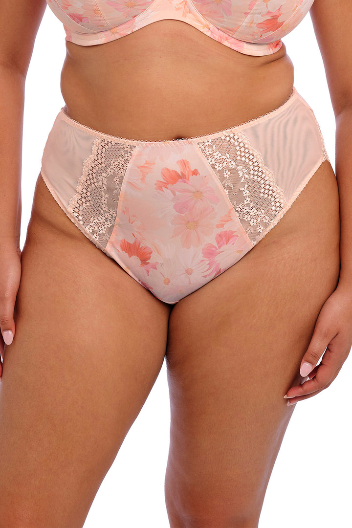 Floral-patterned underwear set on a plain background