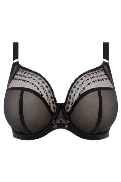 Elomi EL8900DIS Matilda Black Disco Kiss Underwire Plunge Bra - Rouge Boutique Inverness