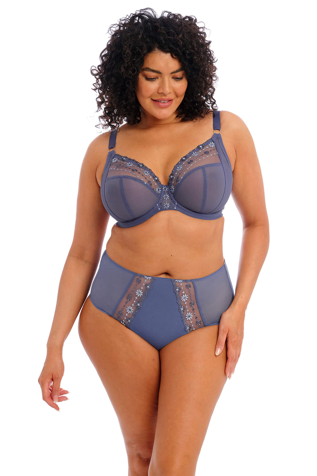 Elomi EL8900DNY Matilda Denim Daisy Blue Underwire Plunge Bra - Rouge Boutique Inverness