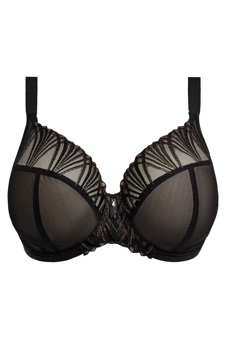 Elomi Reja EL303102 BLK Black Underwired Plunge Bra - Rouge Boutique Inverness