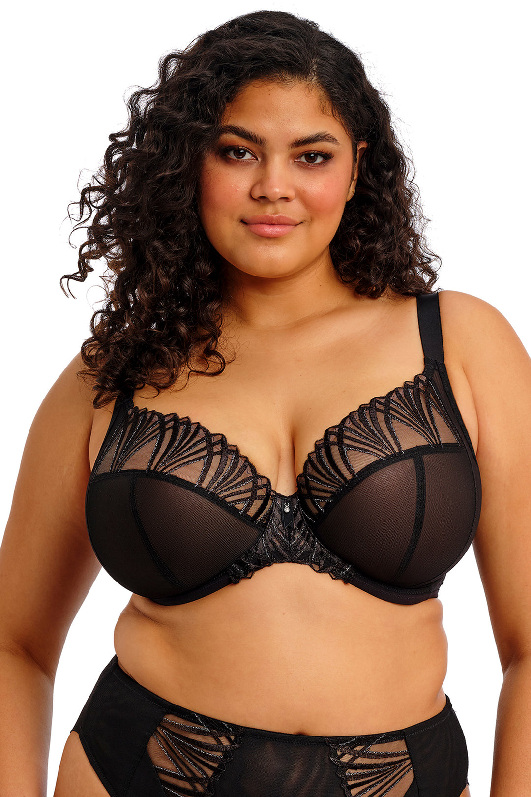 Elomi Reja EL303102 BLK Black Underwired Plunge Bra - Rouge Boutique Inverness