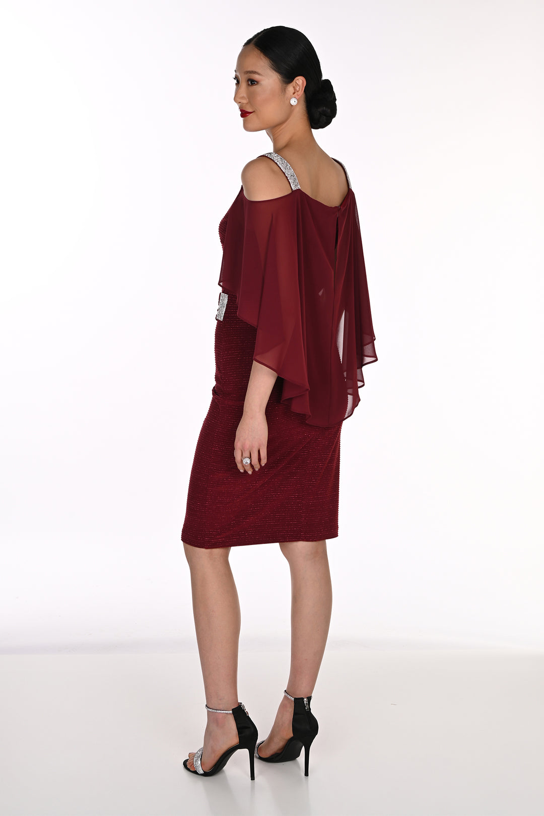 Frank Lyman Maroon Red Cold Shoulder Dress 269204 438, back view