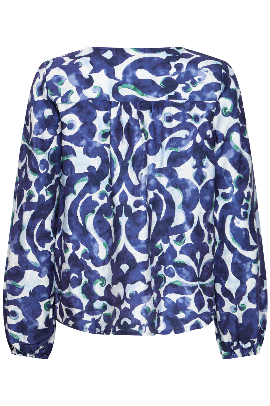 Fransa 20617394 Frariana Navy Green Boho Bloom Print Blouse 900005107