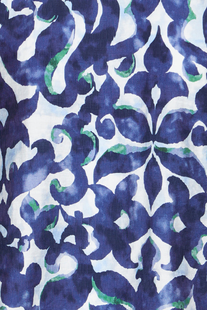 Fransa 20617394 Frariana Navy Green Boho Bloom Print Blouse 900005107