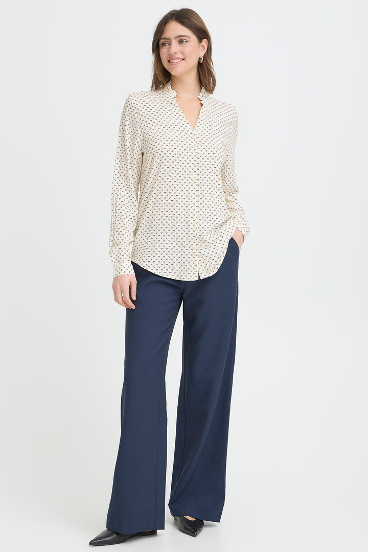 Fransa 20617410 Frjustine Cream Graphic Heart Print Shirt 900008231