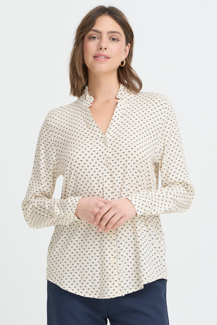 Fransa 20617410 Frjustine Cream Graphic Heart Print Shirt 900008231