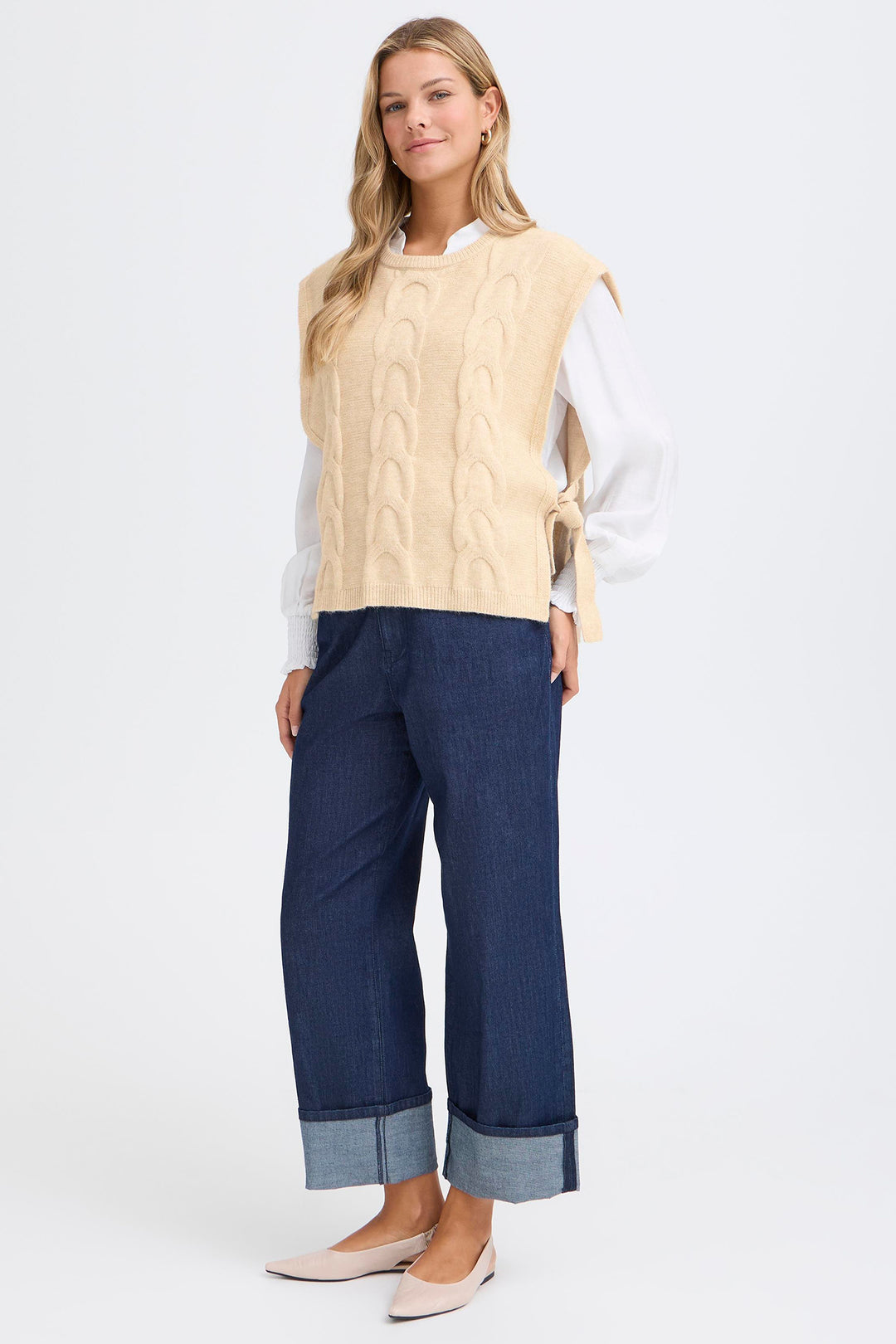 Fransa 20617640 Frcalan Oxford Tan Tabard Jumper 1513061