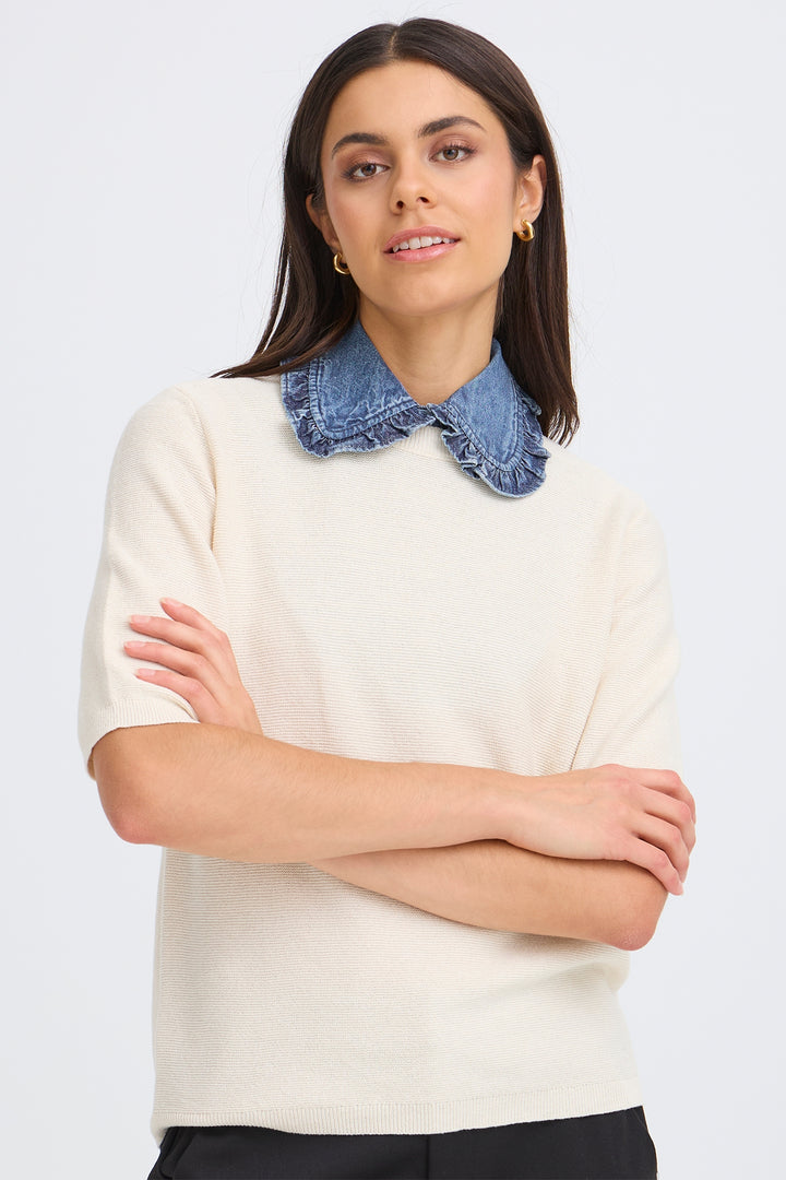 Fransa 20617651 Frsora Mid Blue Denim Cowl Collar 900006108