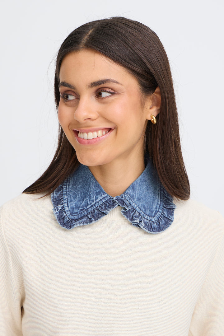 Fransa 20617651 Frsora Mid Blue Denim Cowl Collar 900006108