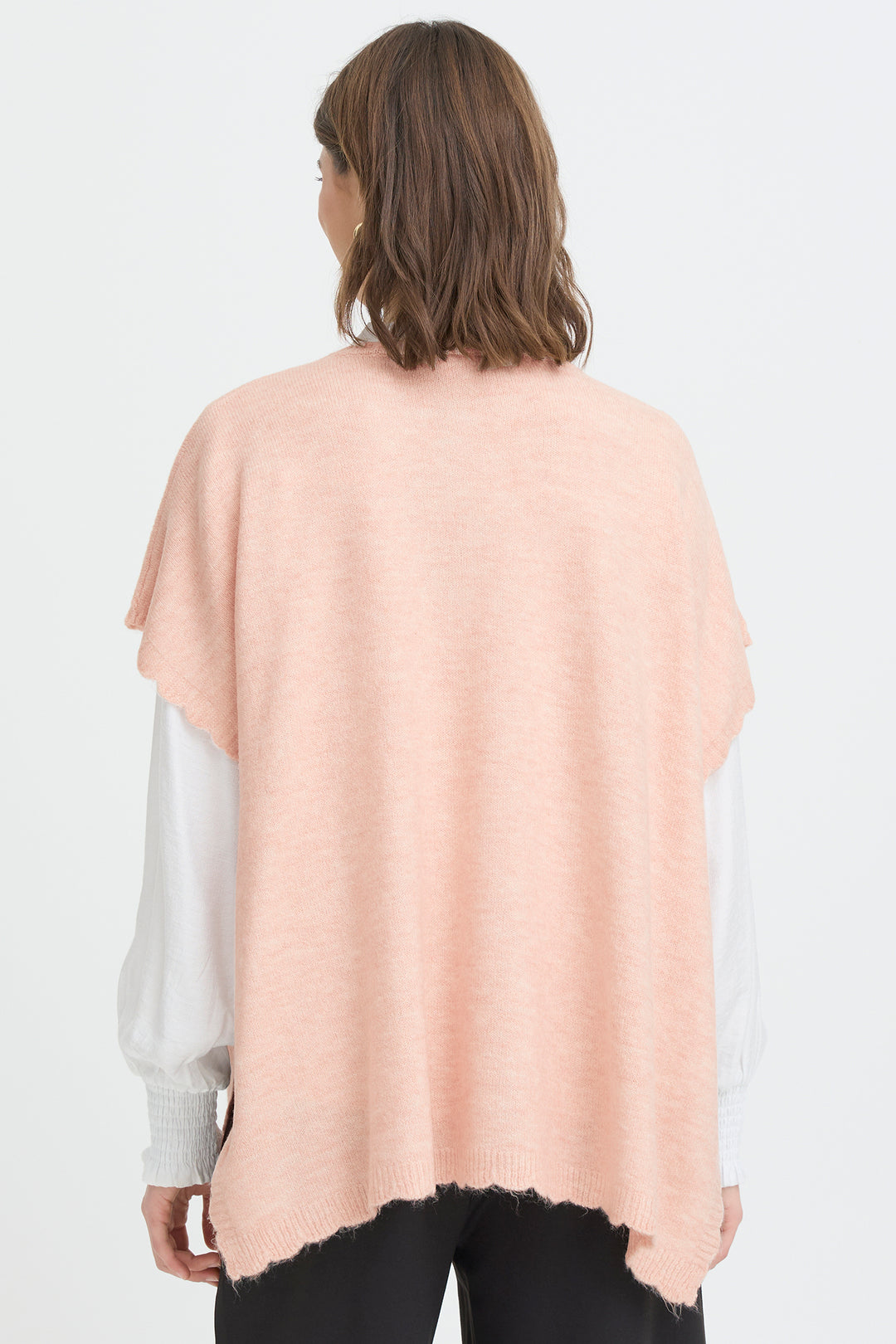 Fransa 20617676 Frelise Rose Smoke Knit Poncho 141502