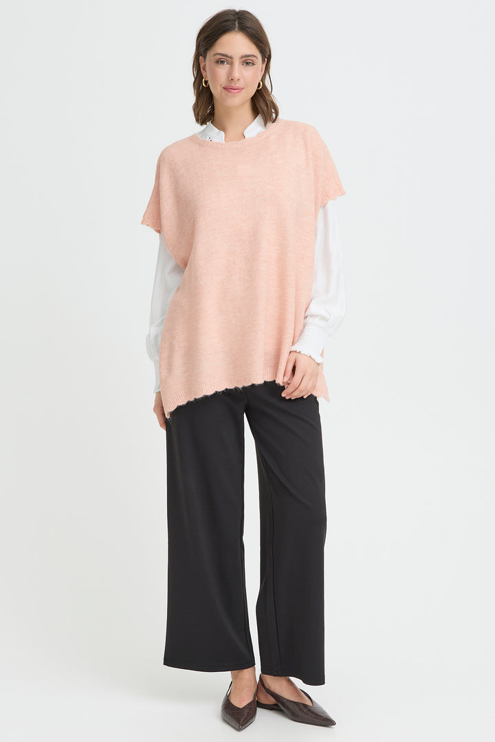 Fransa 20617676 Frelise Rose Smoke Knit Poncho 141502