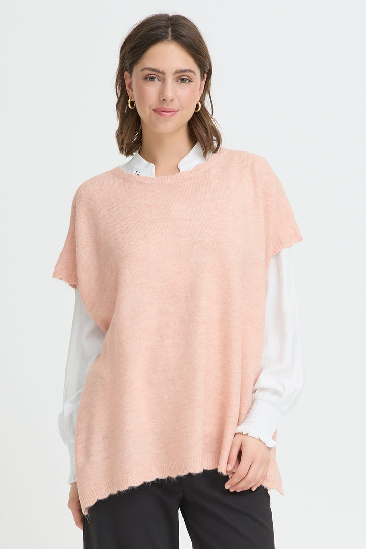 Fransa 20617676 Frelise Rose Smoke Knit Poncho 141502