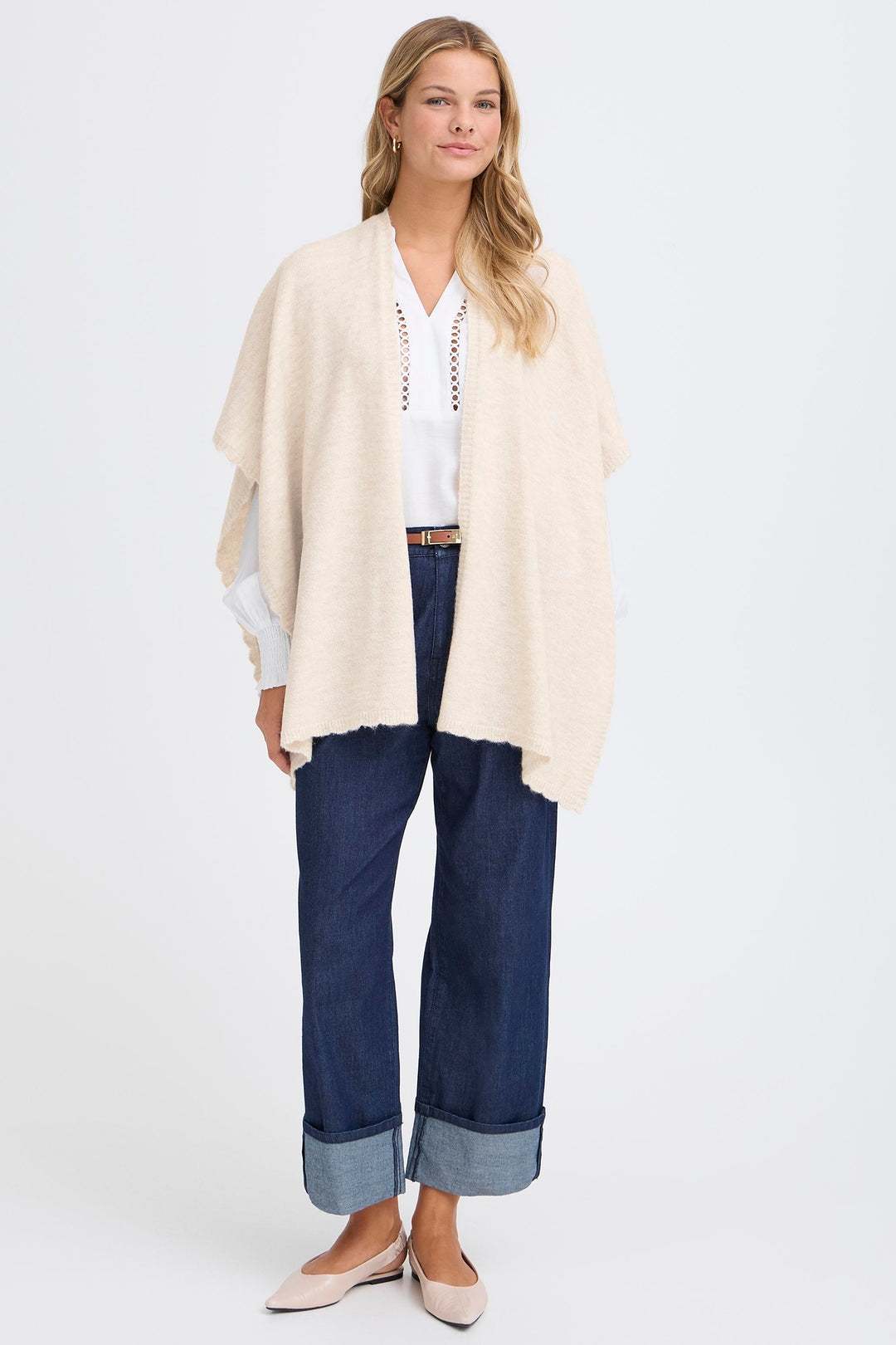 Fransa 20617677 Frelise Oatmeal Melange Shawl 1304011