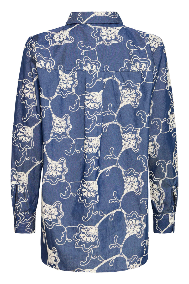 Fransa 20617796 Frdarani Mid Blue Embroidered Shirt 900007412