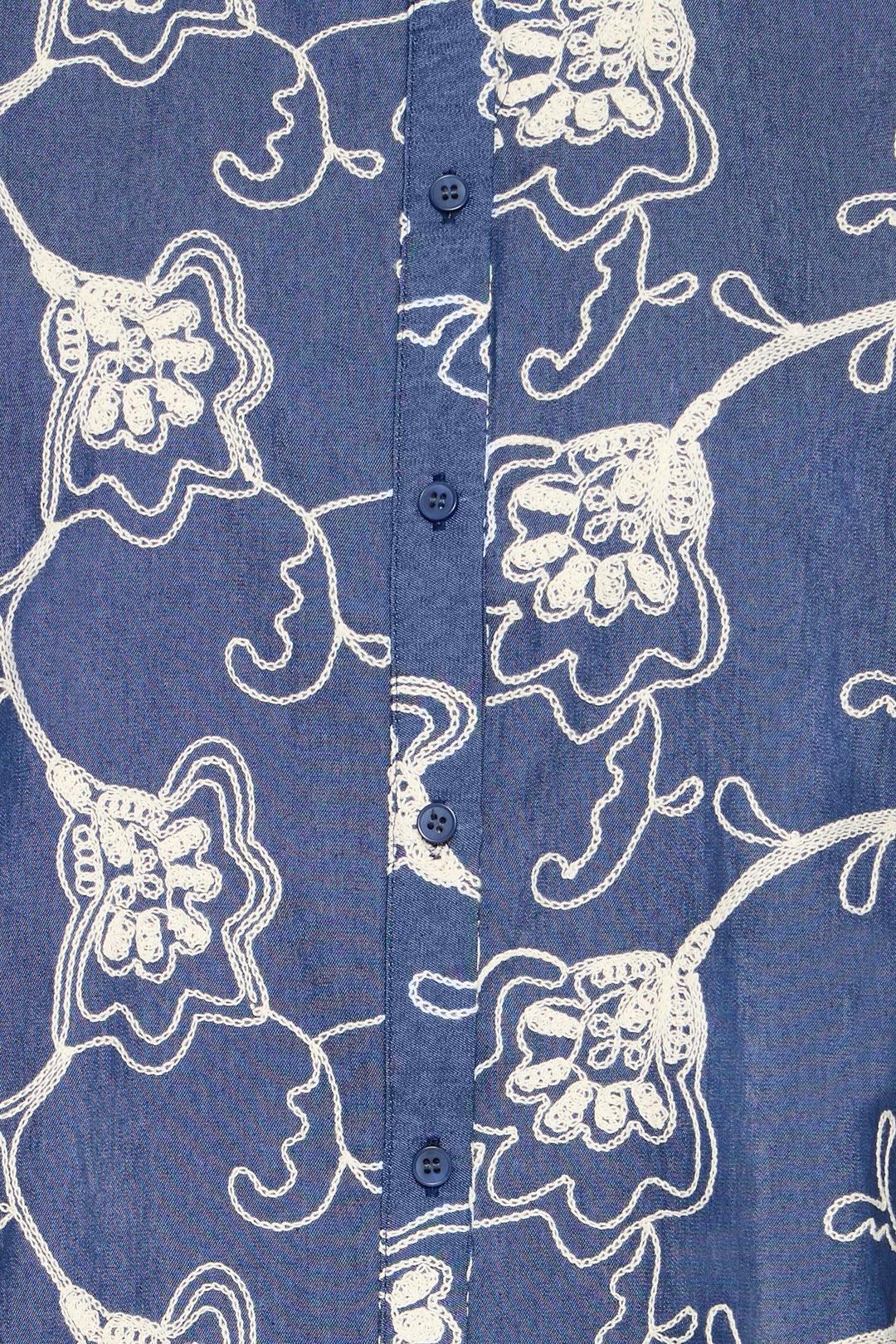 Fransa 20617796 Frdarani Mid Blue Embroidered Shirt 900007412