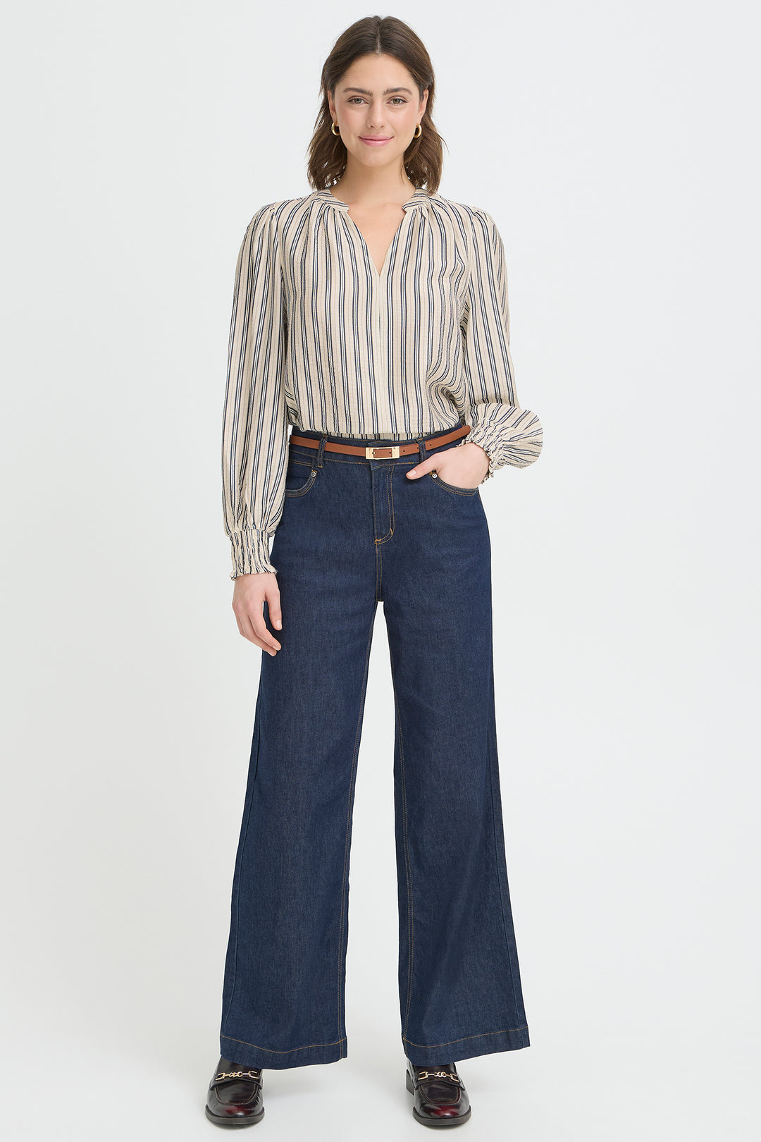 Fransa 20617807 Frkamilia Navy Strip Blouse 900007530