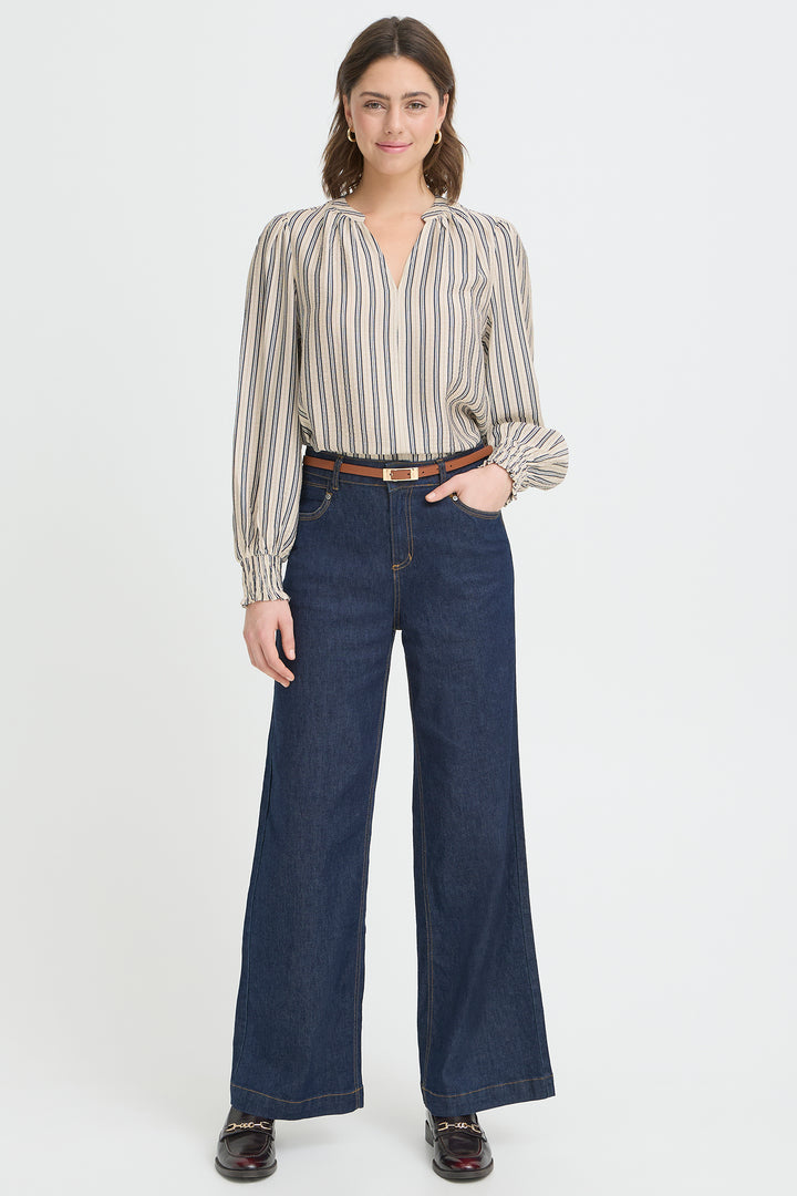 Fransa 20617807 Frkamilia Navy Strip Blouse 900007530