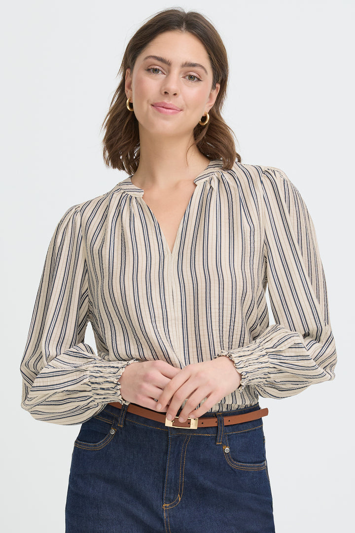 Fransa 20617807 Frkamilia Navy Strip Blouse 900007530