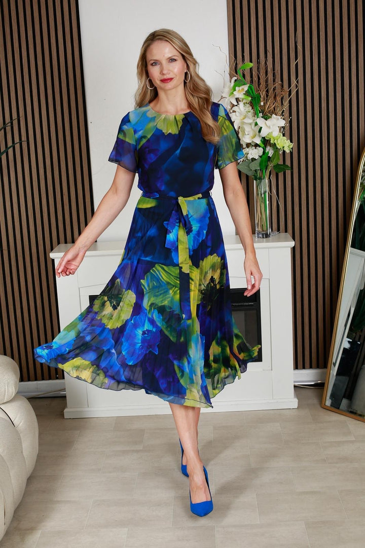 Glitz 1547 Dress and Jacket Green Blue Print