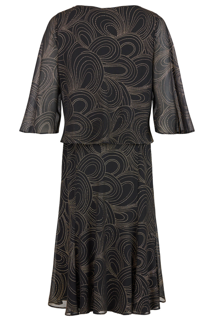 Godske 18747 1122 90 Black Gold Dot Print Occasion Dress - Rouge Boutique Inverness