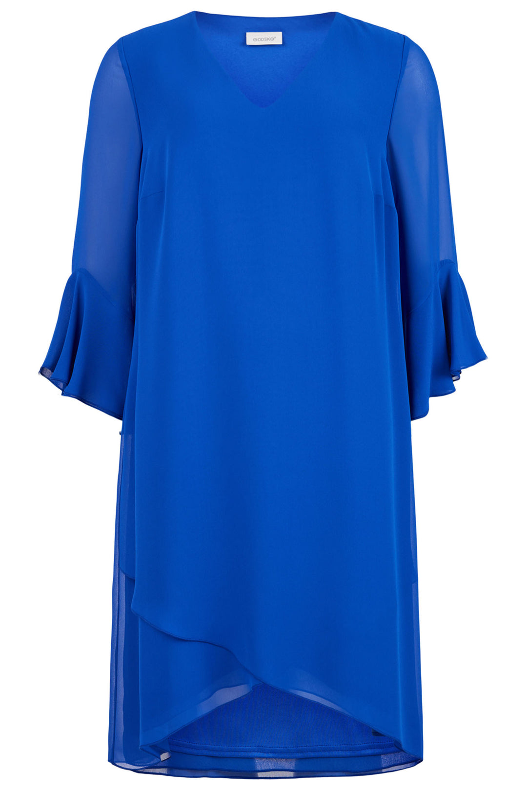Godske 18766 4086 6801 Royal Blue V-Neck Chiffon Occasion Dress - Rouge Boutique Inverness